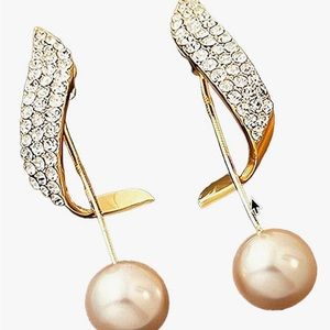 Gold Plated Pearl Drop Dangle Earrings